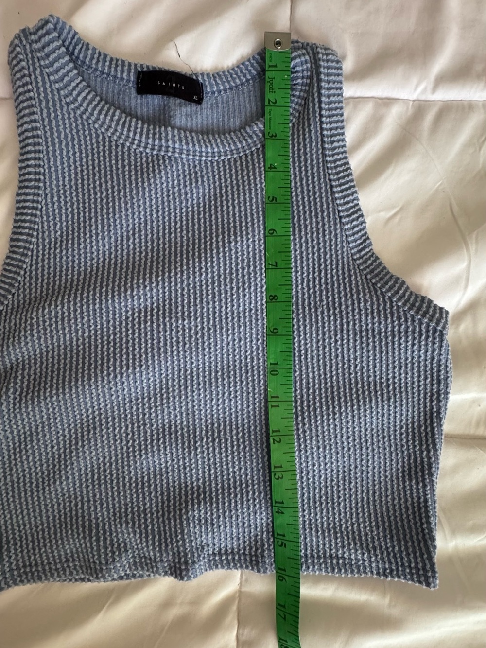Saints Blue Ribbed Knit Two Piece Set Cropped Tank & Midi Skirt. XL - Picture 10 of 12
